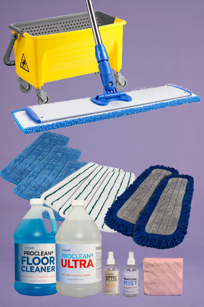 Picture of Mop Kit-Premium With  One 22"  Microfiber Mop Bucket W/ Scrub Grid & 18" Mop Pads And Proclean